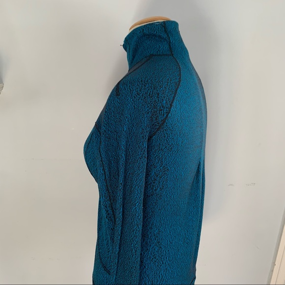 Lululemon Rush Hour aqua blue black print half-zip top Luon Spray Jacquard EUC - Picture 7 of 16